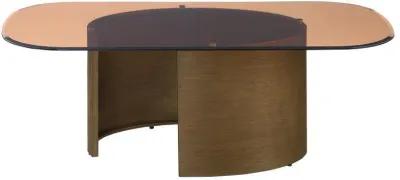 Morena - Rectangular Tawny Glass Coffee Table - Brushed Bronze