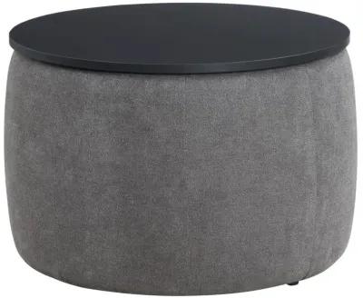 Tesoro - Round Upholstered Lift Top Storage Ottoman - Gray