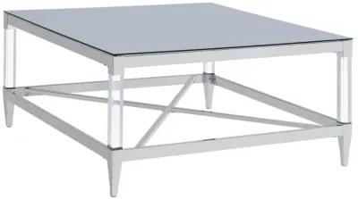 Lindley - Square Tempered Mirror Acrylic Coffee Table - Chrome