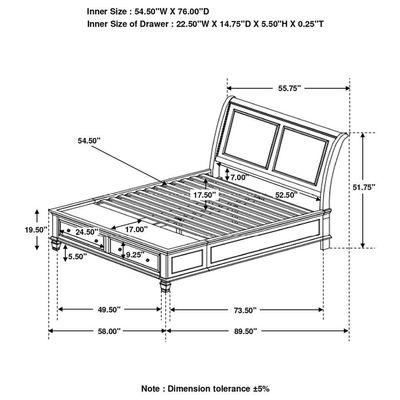 Selena - Sleigh Bed with Footboard Storage