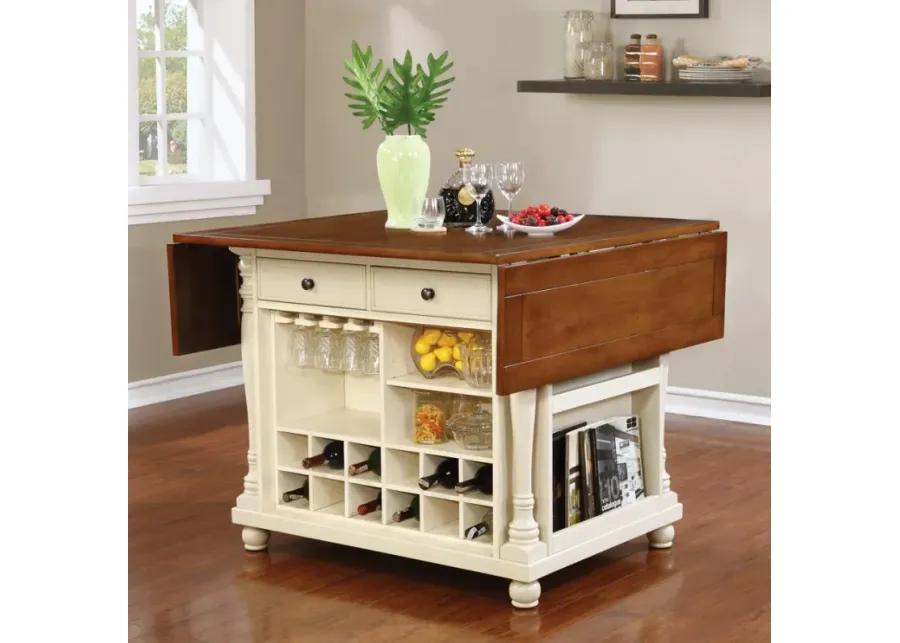 Slater - 2-Drawer Kitchen Island With Drop Leaves