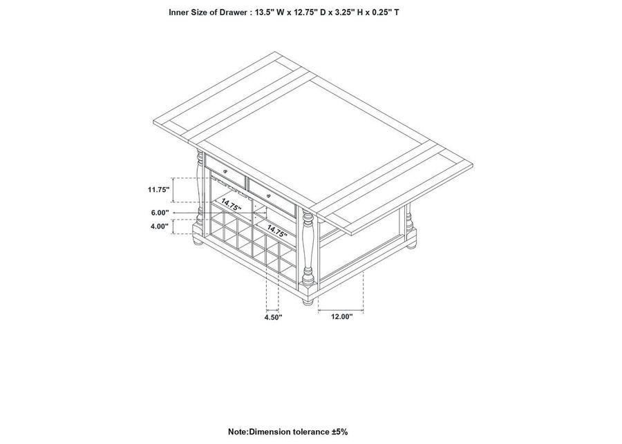 Slater - 2-Drawer Kitchen Island With Drop Leaves