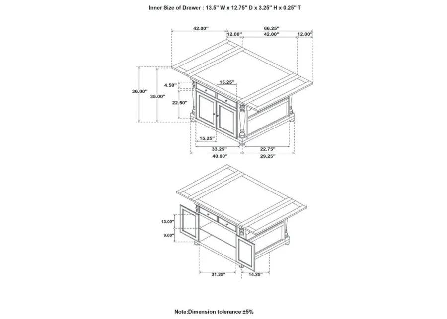 Slater - 2-Drawer Kitchen Island With Drop Leaves