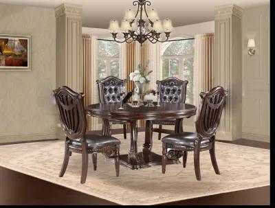 Grand-Cherry 5 Piece Round Dining Room Set