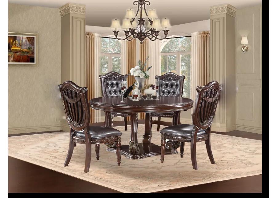 Grand-Cherry 5 Piece Round Dining Room Set