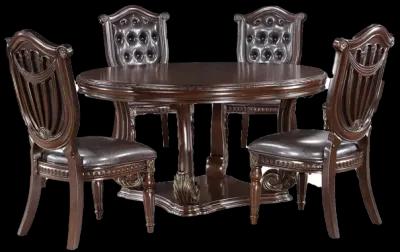 Grand-Cherry 5 Piece Round Dining Room Set