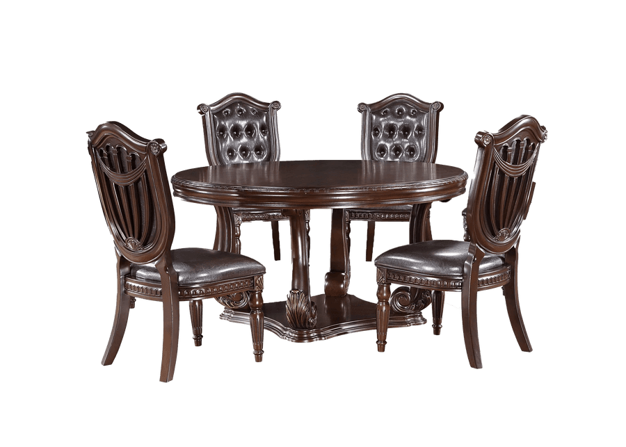 Grand-Cherry 5 Piece Round Dining Room Set