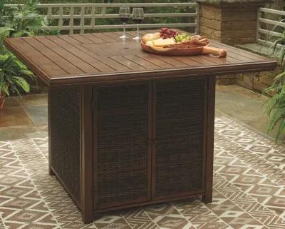 Paradise - Medium Brown - Square Bar Table W/Fire Pit