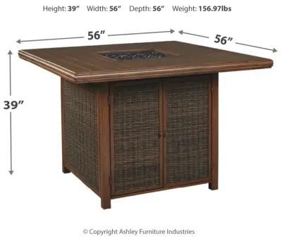 Paradise - Medium Brown - Square Bar Table W/Fire Pit