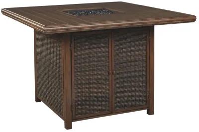 Paradise - Medium Brown - Square Bar Table W/Fire Pit