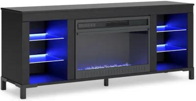 Cayberry - Black - TV Stand With Fireplace