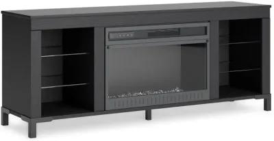 Cayberry - Black - TV Stand With Fireplace