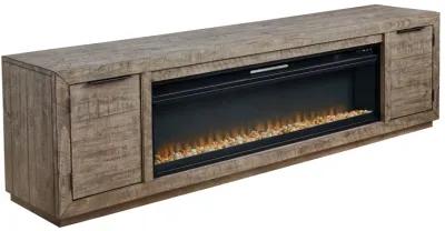 Krystanza - Weathered Gray - TV Stand With Wide Fireplace Insert