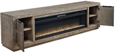 Krystanza - Weathered Gray - TV Stand With Wide Fireplace Insert