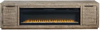 Krystanza - Weathered Gray - TV Stand With Wide Fireplace Insert