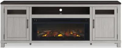 Darborn - Gray / Brown - 88" TV Stand With Electric Infrared Fireplace Insert