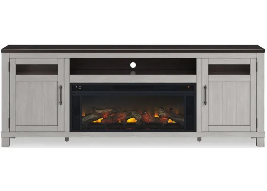 Darborn - Gray / Brown - 88" TV Stand With Electric Infrared Fireplace Insert