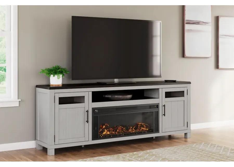 Darborn - Gray / Brown - 88" TV Stand With Electric Infrared Fireplace Insert