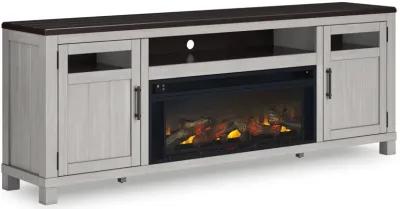 Darborn - Gray / Brown - 88" TV Stand With Electric Infrared Fireplace Insert