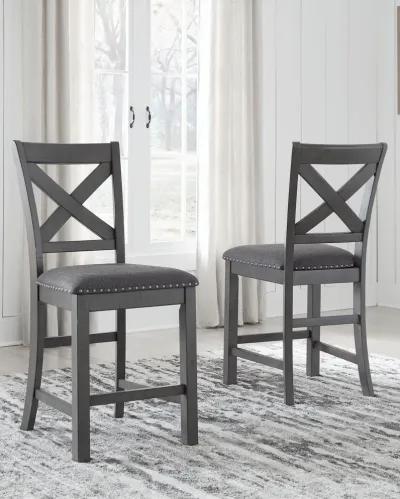 Myshanna - Gray - Upholstered Barstool (Set of 2)