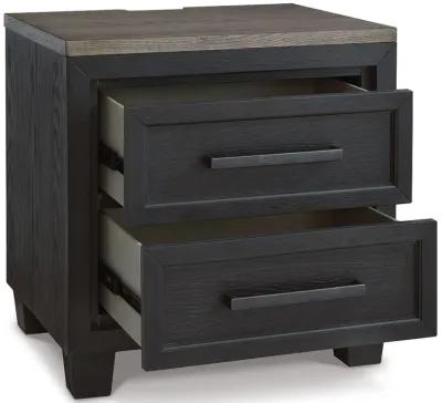 Foyland - Black / Brown - Two Drawer Night Stand