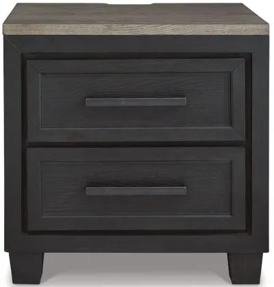 Foyland - Black / Brown - Two Drawer Night Stand