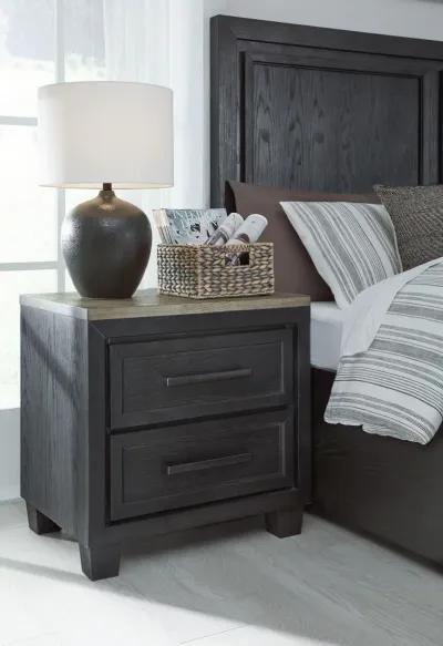 Foyland - Black / Brown - Two Drawer Night Stand