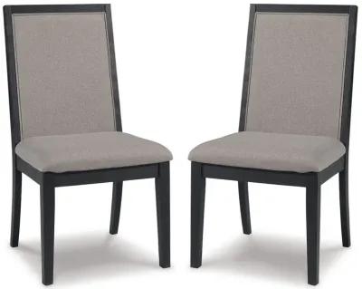 Foyland - Light Gray / Black - Dining Uph Side Chair (Set of 2)