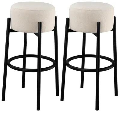 Leonard - Upholstered Backless Round Stools (Set of 2)