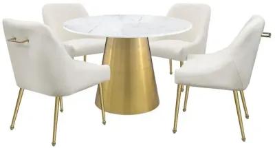 Ambrose - Round Marble Top Dining Table - Brushed Gold