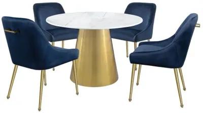 Ambrose - Round Marble Top Dining Table - Brushed Gold