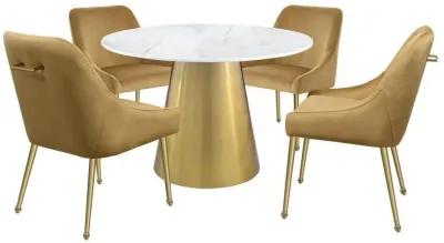 Ambrose - Round Marble Top Dining Table - Brushed Gold