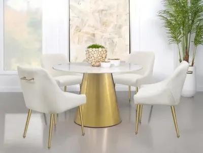 Ambrose - Round Marble Top Dining Table - Brushed Gold