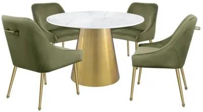 Ambrose - Round Marble Top Dining Table - Brushed Gold