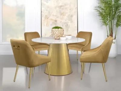 Ambrose - Round Marble Top Dining Table - Brushed Gold