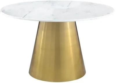 Ambrose - Round Marble Top Dining Table - Brushed Gold