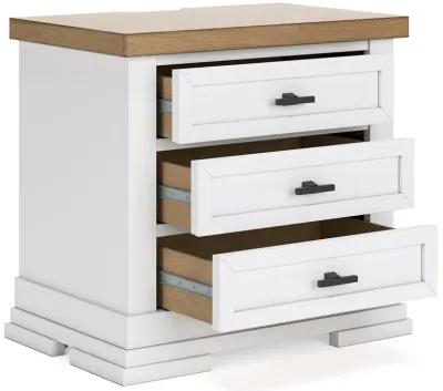 Ashbryn - White / Natural - Three Drawer Night Stand