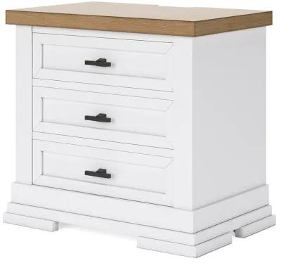 Ashbryn - White / Natural - Three Drawer Night Stand