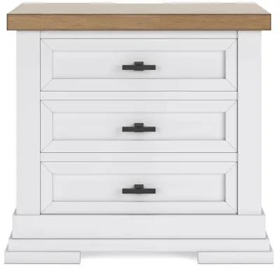 Ashbryn - White / Natural - Three Drawer Night Stand