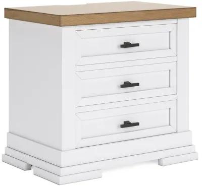 Ashbryn - White / Natural - Three Drawer Night Stand