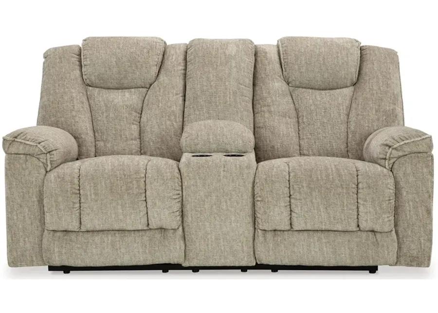 Hindmarsh - Stone - Power Reclining Loveseat With Console/ Adj Hdrst