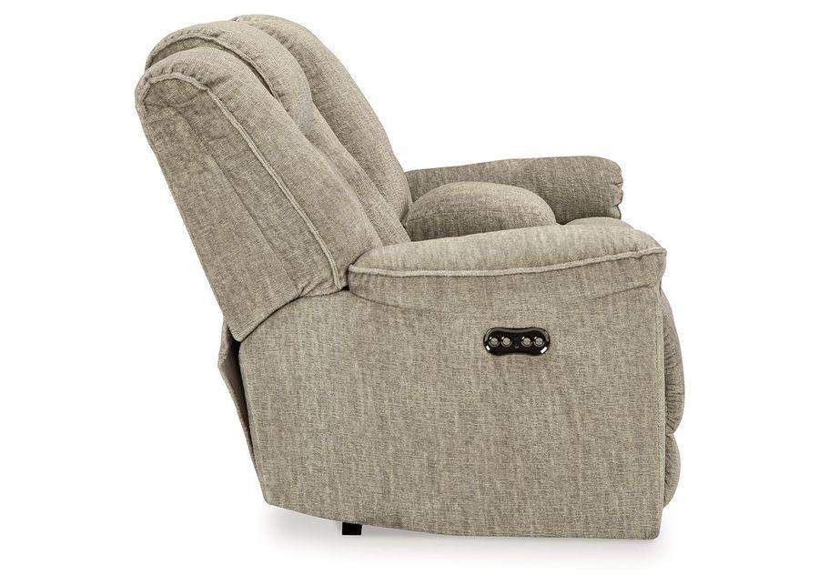 Hindmarsh - Stone - Power Reclining Loveseat With Console/ Adj Hdrst