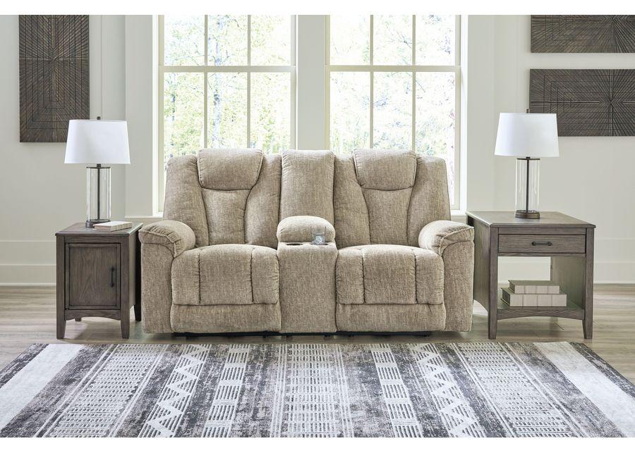 Hindmarsh - Stone - Power Reclining Loveseat With Console/ Adj Hdrst