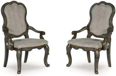 Maylee - Dark Brown - Dining Upholstered Arm Chair (Set of 2)