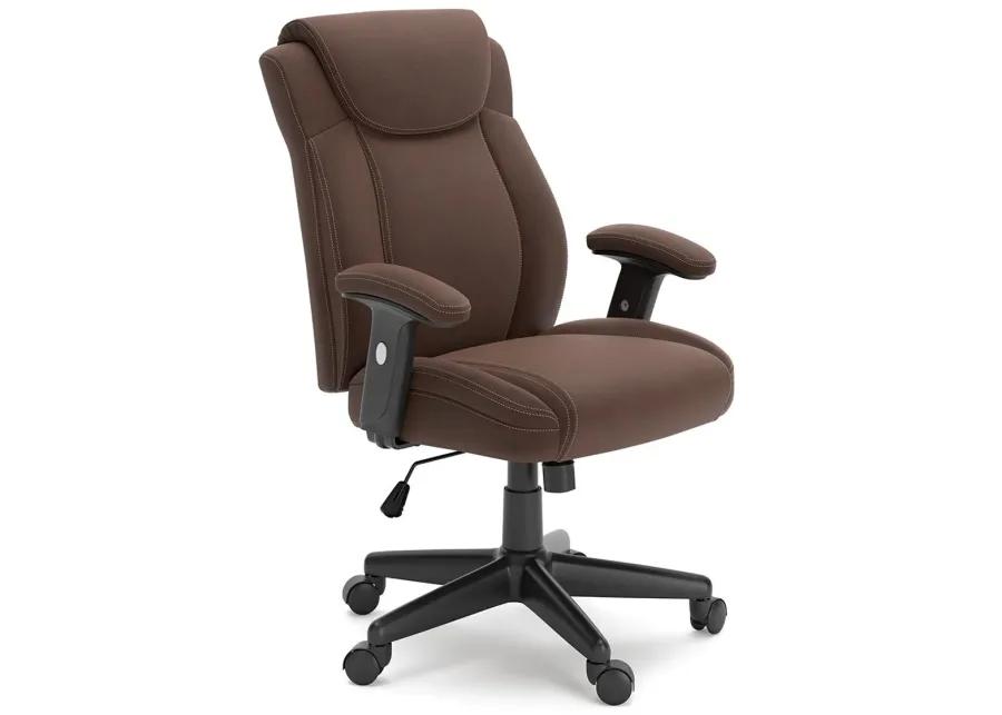 Roanhowe - Brown - 3 Pc. - Home Office Desk, Bookcase, Swivel Desk Chair