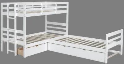 Triple Bunkbed With Trundle And Drawers (Twin Size)