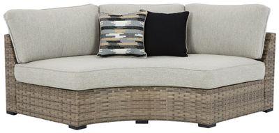 Calworth - Beige - Curved Loveseat With Cushion