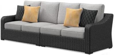 Beachcroft - Black / Light Gray - 2-Piece Outdoor Loveseat With Cushion