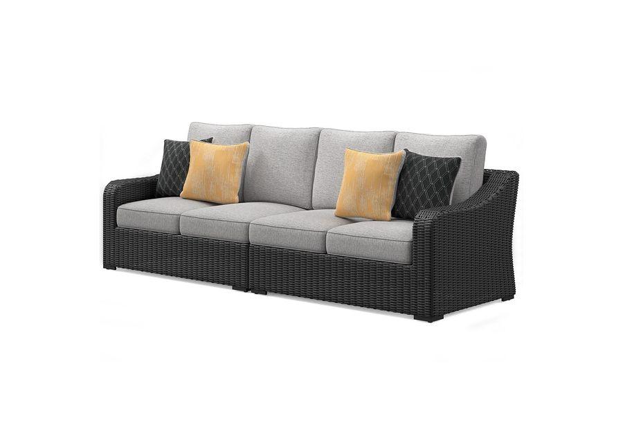 Beachcroft - Black / Light Gray - 2-Piece Outdoor Loveseat With Cushion