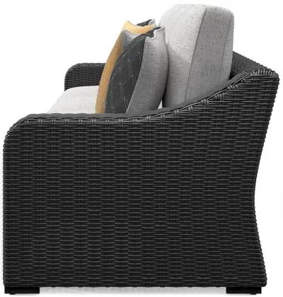 Beachcroft - Black / Light Gray - 2-Piece Outdoor Loveseat With Cushion